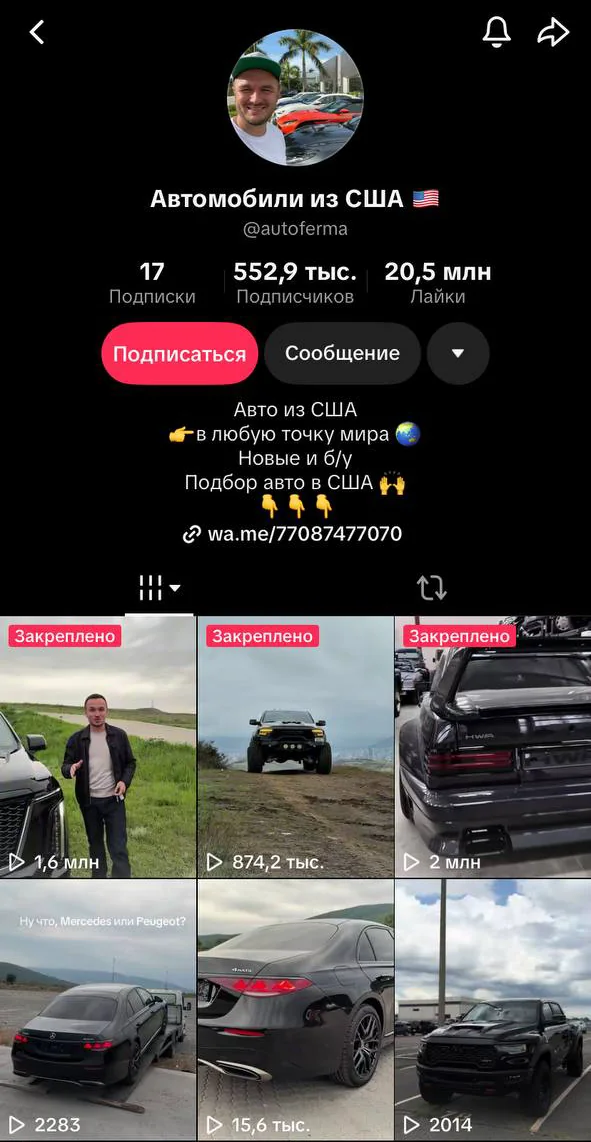 Профиль Autoferma в TikTok